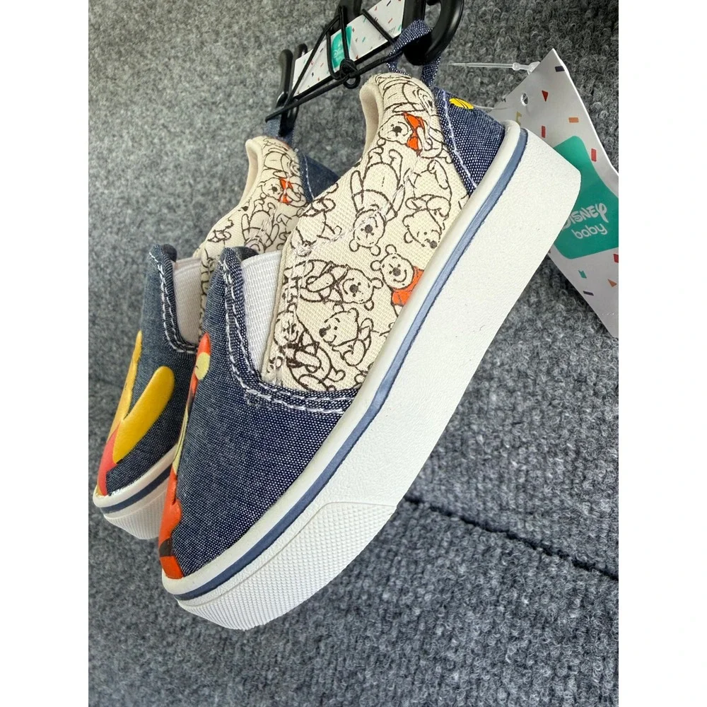 Disney Baby Winnie the Pooh Tigger Slip On Sneakers Blue Denim Kids Size 6‎ NEW